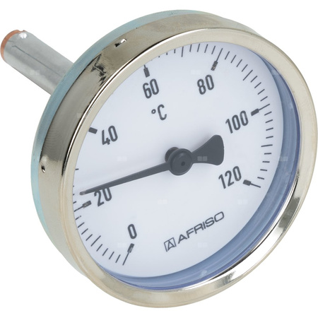 Termometr bimetaliczny AFRISO BiTh fi 63 mm 0…120'C tuleja 63 mm połączenie ax