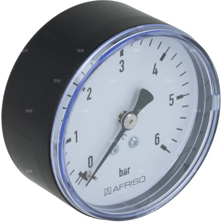Manometr z rurką Bourdona AFRISO RF grzewczy 0/6 bar G1/4B aksjalne fi 63 mm, kl. 2.5%