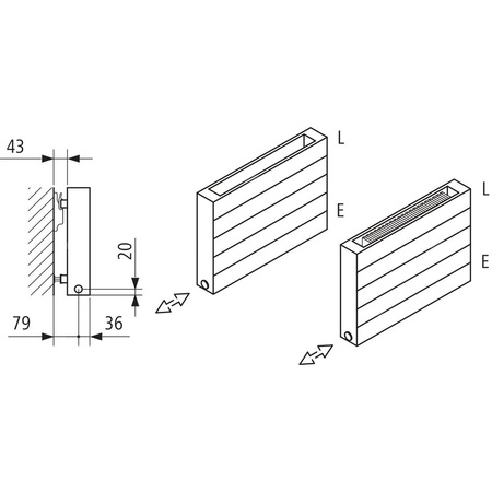 Ściana grzewcza Kermi Heizwand HHN Typ20 BH840x72x1800mm QN2345, weiß, 6bar, m. Abd, AB 12