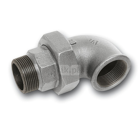 Śrubunek 45' SANHA 98# Trzyczęściowy, żeliwo (ocynk), 1 1/2'' (GW x GZ)