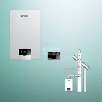 Pakiet - Kocioł gazowy dwufunkcyjny VAILLANT ecoTEC plus VCI 26CS/1-5 kondensacyjny wiszący 2.8 - 21 kW + RegulatorsensoCOMFORT 720 + Zestaw powietrzno-spalinowy szachtowy