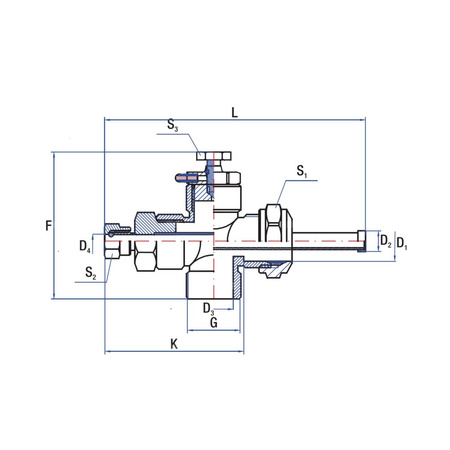 Złącze krzyżowe RUMET z tuleją zanurzeniową Mosiądz 3/4'' x 18 mm (GZ)