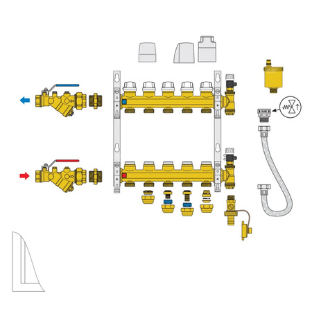 Zespół rozdzielaczy z zaworami odcinającymi i zaworami do regulacji natężenia przepływu O1" X 11 3/4"GZ