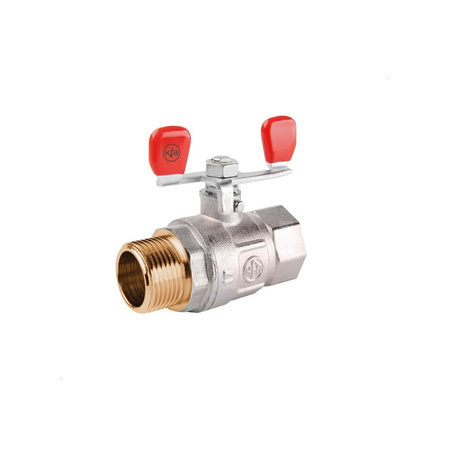 Zawór kulowy KFA Armatura mosiądz, PN 20 3/4'' GW x GZ, uchwyt: motylek