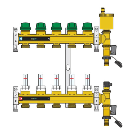 DYNAMICAL - Zespół rozdzielaczy 1" x 6 wyjść, 3/4" M