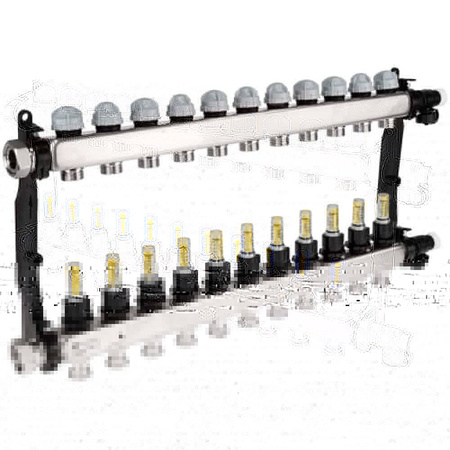 Rozdzielacz do ogrzewania podłogowego AFRISO ProCalida VA 1C 11-obieg. stal nierdzewna GZ 1'' x euroconus 3/4''
