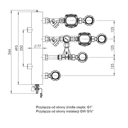 Grupa pompowa AFRISO BPS 906 AP GZ x GW 1'' x 3/4'', z pompą obiegową AFRISO APH 160 15-7/130 mm
