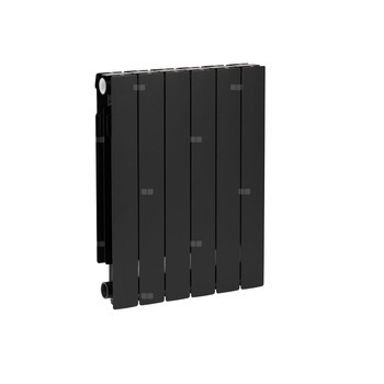 Grzejnik żeberkowy KFA Armatura ADR600/6 aluminium, podłączenie boczne 670 x 483 mm, kolor czarny