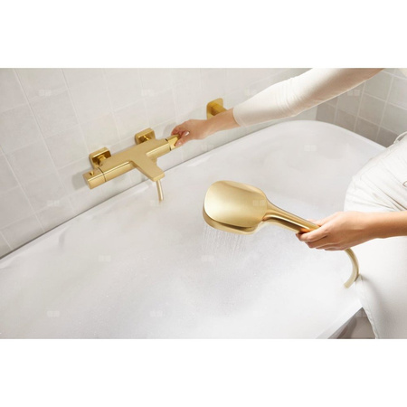 Deszczownia Malaga z baterią termostatyczną, natryskową, ścienną, PVD brushed light gold