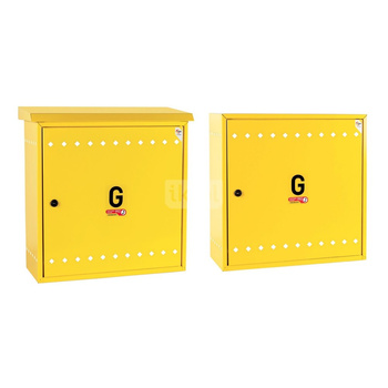 Skrzynka gazowa, 450x450x250, naścienna, metalowa, ze skośnym daszkiem - brązowa (na gazomierz G4/G6 bez reduktora)