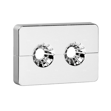 Podwójna rozeta maskująca. Rozstaw osi 35 mm. Chromowana