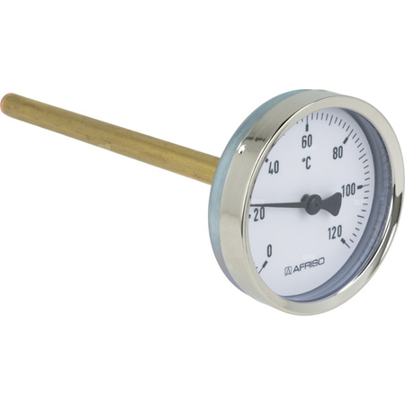 Termometr bimetaliczny AFRISO BiTh fi 63 mm 0…120'C tuleja 150 mm połączenie ax
