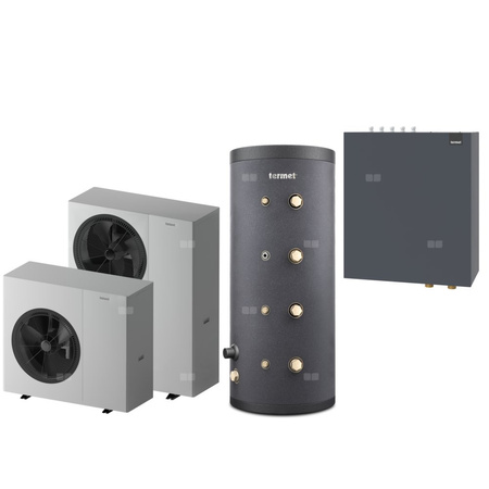 Pakiet 2 - Pompa ciepła powietrzna powietrze-woda monoblok TERMET Heat Platinum 13 EVI/DC 9.5 kW 380 V + Zasobnik buforowy TERMET ENERGY 200 + Moduł hydrauliczny T-BOX 13 Pro PG HP