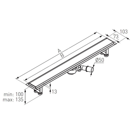 Odpływ liniowy 70 cm, pod płytkę