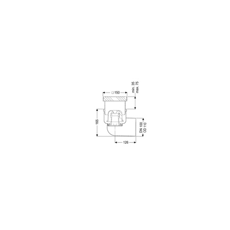 Wpust KESSEL Ferrofix z 1 przyłączem DN 100, odpływ poziomy (zdejmowany), kratka 138x138mm stal nierdzewna