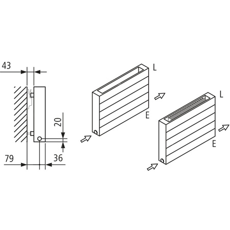 Ściana grzewcza Kermi Heizwand HHN Typ20 BH560x72x1500mm QN1401, weiß, 6bar, o. Abd, AB 12
