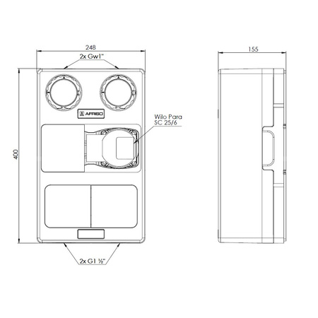 Grupa pompowa AFRISO PrimoTherm K 180-1 DN 25 WP GZ x GW 1 1/2'' x 1'', z izolacją, z pompą obiegową Wilo Para SC 25/6
