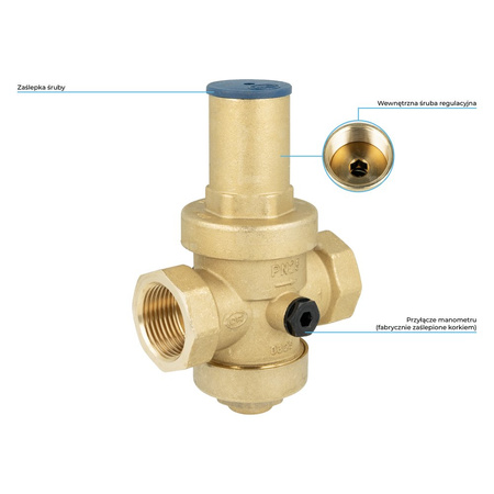 Regulator ciśnienia wody AFRISO BPR 403 mosiądz, GW 1'', 25 bar