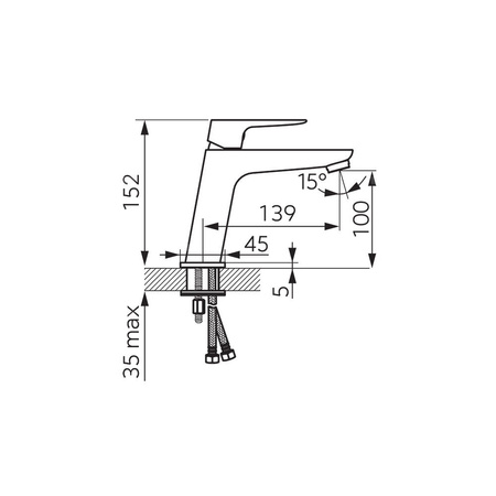 Bateria umywalkowa stojąca FERRO VITTO VERDELINE, chrom
