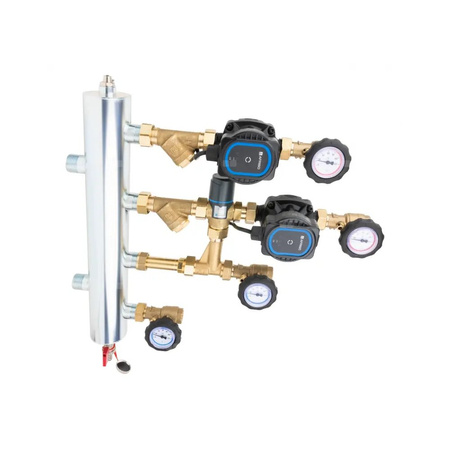 Grupa pompowa AFRISO BPS 901 AP GZ x GW 1'' x 3/4'', z zaworem termostatycznym, z pompą obiegową AFRISO APH 160 15-7/130 mm