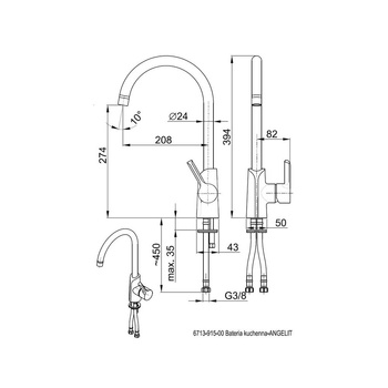 Bateria zlewozmywakowa stojąca KFA Armatura ANGELIT, kolor chrom, biała, mosiądz