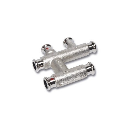 Trójnik SANHA Therm krzyżowy stal (niklowanie) 22 mm x 18 mm x 22mm (zw x zw x zw)