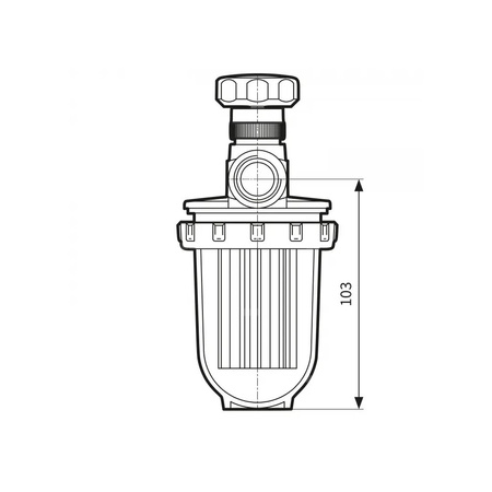 Filtr olejowy AFRISO V 1/2 - 500 Si jednorurowy fi 1/2'' x 1/2'' GW x GW, z wkładem plastikowym, maks. przepływ 390 l/h