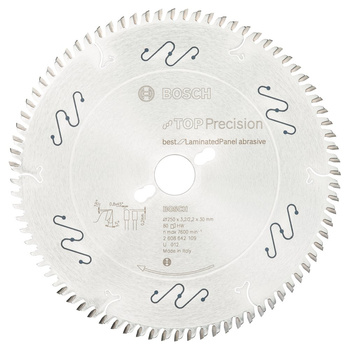 Tarcza pilarska Top Precision Best for Laminated Panel Abrasive TOPPREC LAM ABR/T 250X30X3.2/2.2 80Z TCG