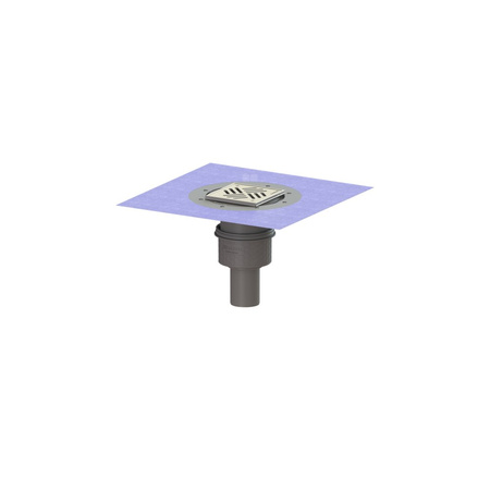 Wpust PRACTICUS DN70, odpł.pion., z nasadką Variofix i kratką/ramą nierdz. 138x138