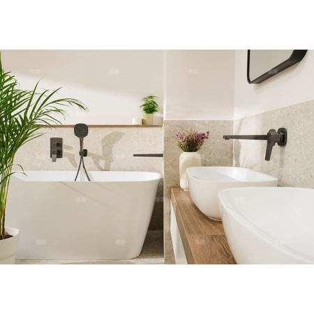 Bateria Malaga, umywalkowa, podtynkowa, ścienna, PVD gun metal grey