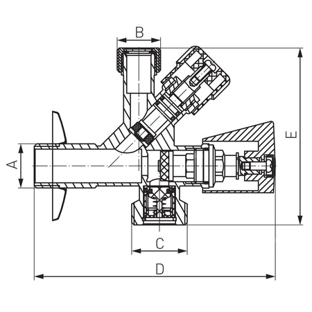 Zawór wodny FERRO Kombi ze złączką do rury miedzianej fi10 mm GZ 1/2'' x GZ 3/8''