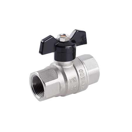 Zawór kulowy PERFEXIM HUZAR typ ciężki PHA-200/3 mosiądz niklowany 1/2'' GW, uchwyt: motylek