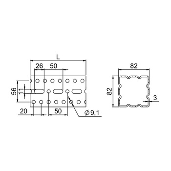Szyna montażowa NICZUK KE, dł. 6000 mm, stal nierdzewna (ocynk ogniowy)