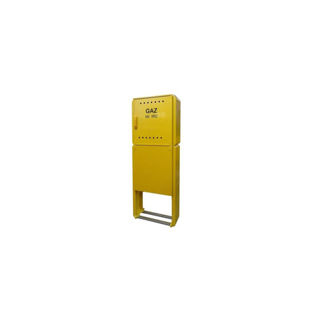 Skrzynka gazowa 600x600x250 wolnostojąca z laminatu + postument + monozłącze, RAL 1021 żółta, PSG, niskie ciśnienie