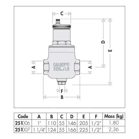 DISCAL - Separator powietrza do instalacji solarnych - ze spustem 1 1/4" GW