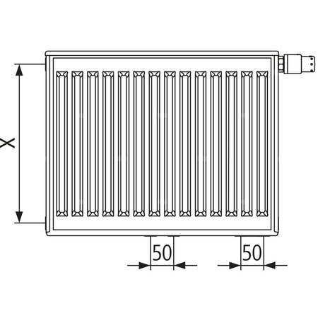 Grzejnik płytowy typ 10 KERMI Profil-Vplus, prawy wym. 750 x 1800 mm, kolor biały, moc 1325 W