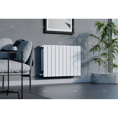 Grzejnik żeberkowy KFA Armatura ADR500/12 aluminium, podłączenie boczne 570 x 966 mm, kolor biały