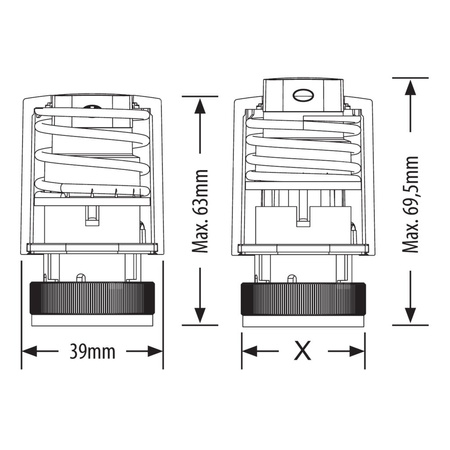 Siłownik elektrotermiczny SALUS T30NC230A, złącze M30 x 1,5, napięcie 230 V AC, kolor biały