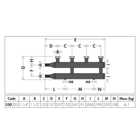 2 Rozdzielacz do instalacji grzewczych i chłodniczych
