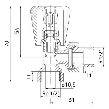 Zawór grzejnikowy kątowy 1/2"