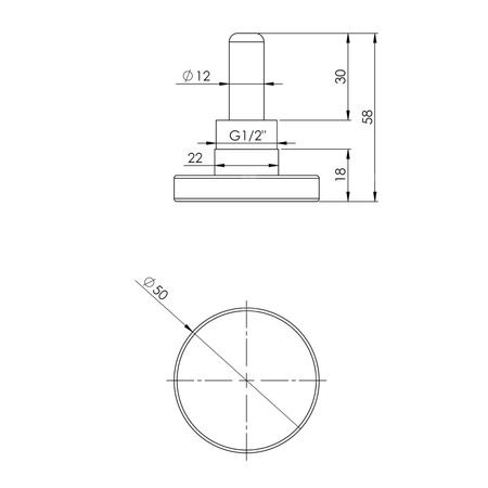 Termometr bimetaliczny AFRISO BiTh fi 50 mm 0…120'C tuleja 40 mm połączenie ax