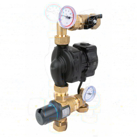 Grupa pompowa AFRISO BTU 502 AP nakrętka x nakrętka 1'' x 1'', z zaworem termostatycznym, z pompą obiegową AFRISO APH 160 15-7/130 mm