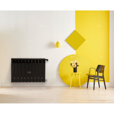 Grzejnik żeberkowy KFA Armatura G500F aluminium, podłączenie boczne 572 x 805 mm, kolor czarny (RAL 9005)