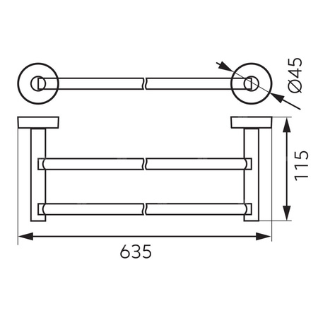 MEPHISTO wieszak na ręcznik podwójny, dł. 60cm, chrom
