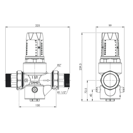 Regulator ciśnienia wody AFRISO BPR 425 mosiądz, półśrubunek 1 1/2'', 25 bar