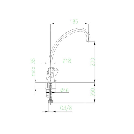 Bateria zlewozmywakowa stojąca KFA Armatura STANDARD, kolor chrom, mosiądz