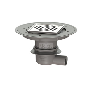 Wpust Classic DN50, odpł. boczny z nasadką Variofix i kratką/ramą nierdz. 138 x138