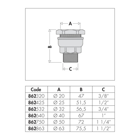 Złączka redukcyjna 1 1/2" F.63 z gwintem zewnętrznym