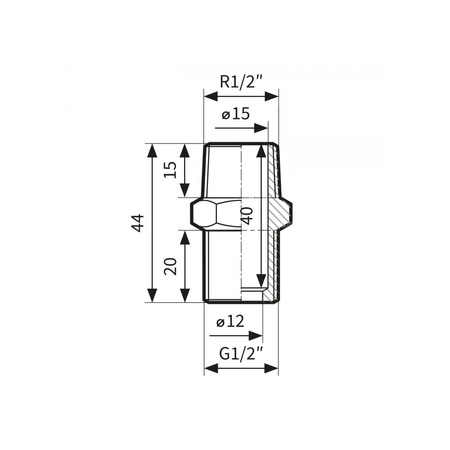 Nypel AFRISO, mosiądz, 1/2'' (GW x śrubunek)