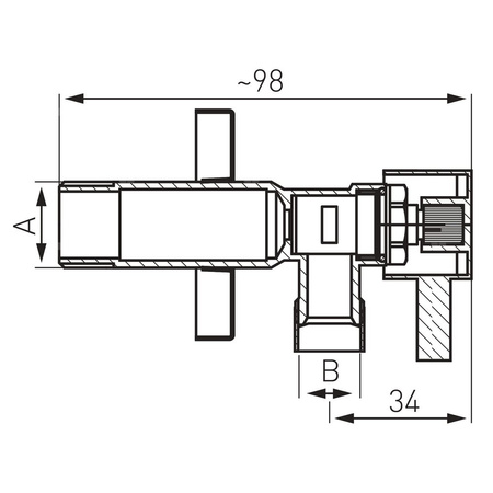 Zawór wodny FERRO Kątowy z głowicą ceramiczną GZ 1/2'' x GZ 3/8''